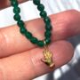 Solene Green Bead Necklace With Small Hand Detail, thumbnail 3 of 9