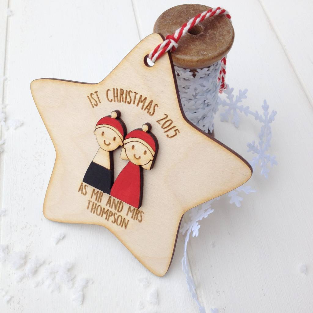 Personalised First Christmas As Mr And Mrs Decoration, 1 of 5