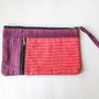 Fair Trade Wristlet Clutch Bag With Strap, Handmade Pink Purple Phone Purse Wallet, thumbnail 1 of 6