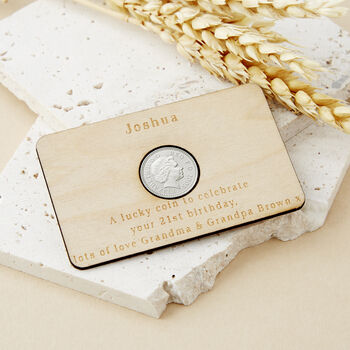 21st Birthday 2004 Or 2005 Five Pence Personalised Wallet Card, 2 of 5