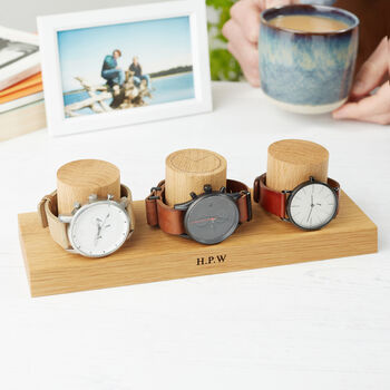 Personalised Solid Oak Double Watch Stand, 4 of 12
