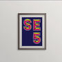 Se5 London Postcode Neon Typography Print, thumbnail 3 of 4