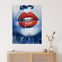 Lipstick Love Modern Blue Red Bedroom Wall Art Print, thumbnail 1 of 6