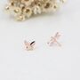 Mismatched Butterfly And Dragonfly Stud Earrings In Sterling Silver, thumbnail 7 of 12