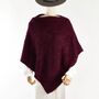 Merlot Soft Knitted Ladies Poncho, thumbnail 1 of 8