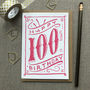 100th Birthday 100th Card Pink Chalk, thumbnail 1 of 2