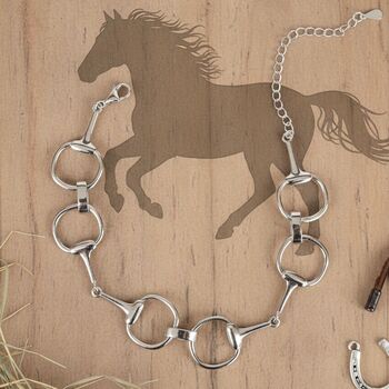 Personalised Sterling Silver Snaffle Bit Horse Bracelet, 10 of 12