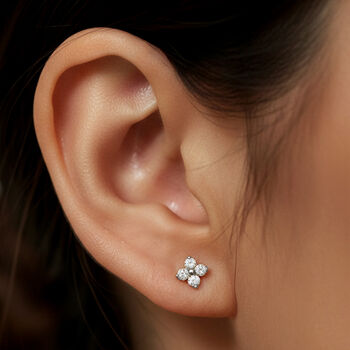 Gold Or Silver Women's Tiny Hydrangea Flower Stud Earrings, 6 of 7