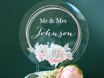 Personalised Wedding Cake Topper Clear Acrylic, 3 of 6