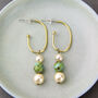 Pearl And Turquoise Bead Stacked Oval Hoop Earrings, thumbnail 3 of 7