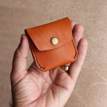 Personalised Handstitched Leather Coin Pouch, 2 of 8