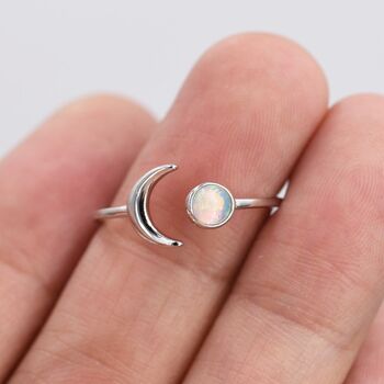 Sterling Silver Opal And Moon Ring, 11 of 12