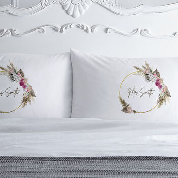 Personalised Gold Wreath Pillowcase Set, 2 of 2