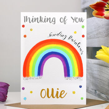 Personalised Rainbow Thinking Of You Card, 5 of 6