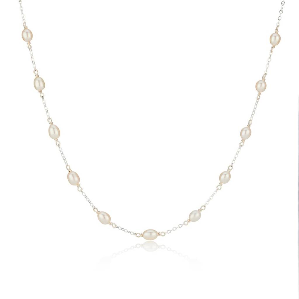 Sterling Silver Pearl Station Necklace By Molly Brown London ...