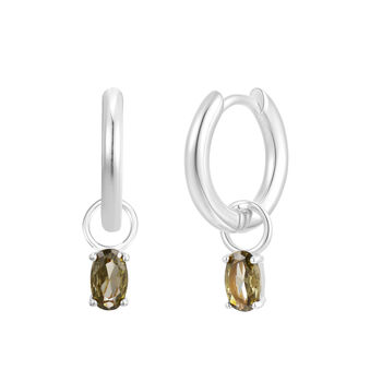 August Huggie Hoop Birthstone Charm Earrings, 2 of 4