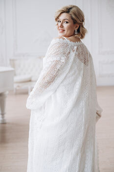Ivory Macrame Lace Bridal Kimono Cape, 12 of 12