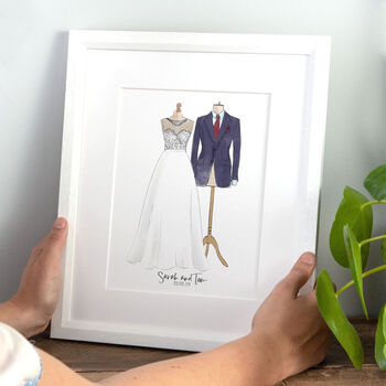 Wedding Dress And Suit Illustration, 2 of 6