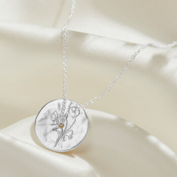 Birth Flower Spinner Necklace In Sterling Silver, 11 of 12