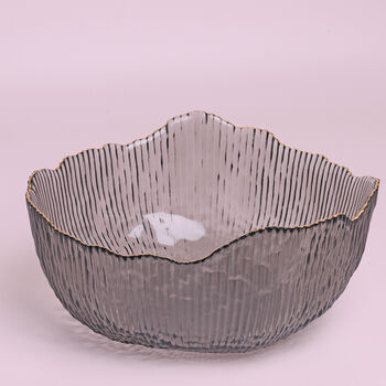 G Decor Calypso Grey Gold Rim Glass Bowls Serving Bowls, 5 of 7