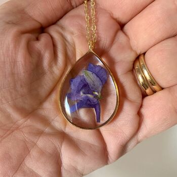 Pressed Flower Necklace With Violet Flower, 3 of 3