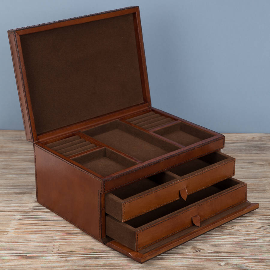 gents personalised large leather jewellery box by ginger rose ...