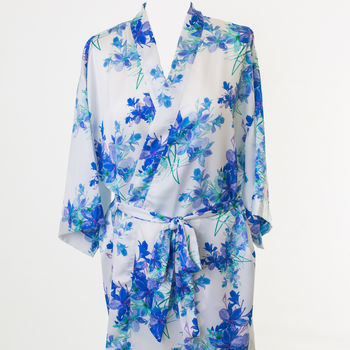 Personalised Luxury Blue Watercolour Dressing Gown, 5 of 7