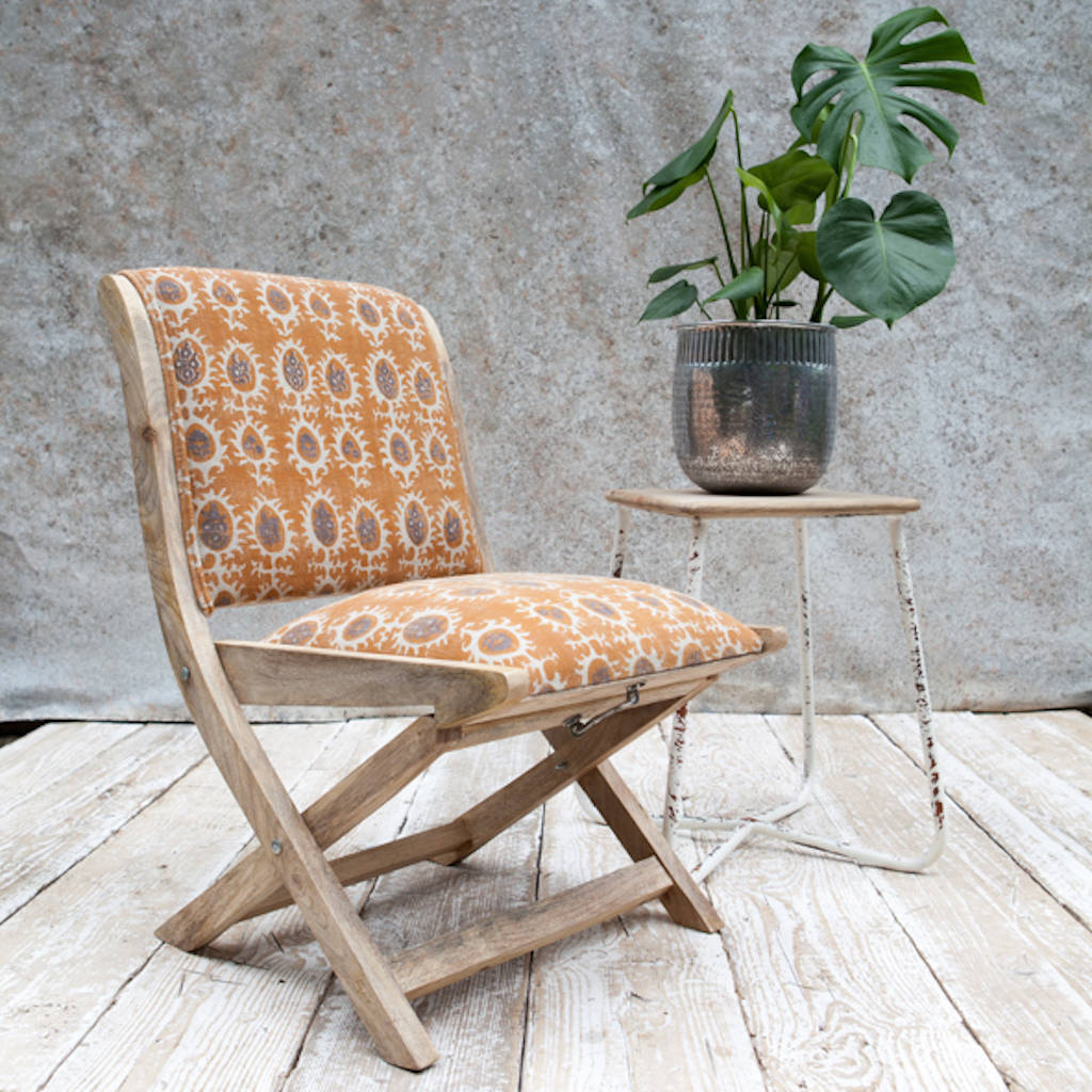 Upholstered Folding Mango Wood Chair By The Forest And Co