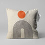 Abstract Bauhaus Geometric Ecru Cushion Cover With Orange Black, thumbnail 1 of 7