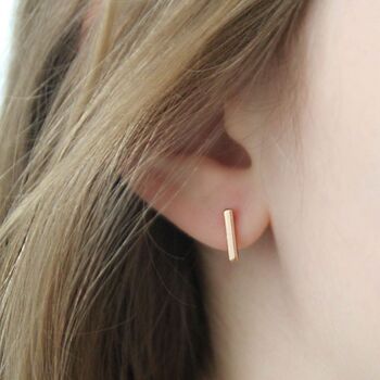 Rose Gold Vermeil Bar Earrings, 2 of 4
