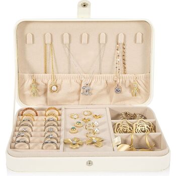 Small White Jewellery Organiser Travel Box Case, 3 of 8