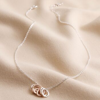 Organic Hoops Pendant Necklace In Silver Plating, 3 of 8