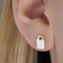 Sterling Silver Padlock Stud Earrings, thumbnail 2 of 5