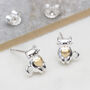 Sterling Silver And 18ct Gold Cat Earrings, thumbnail 1 of 6