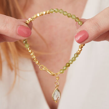 Green Peridot And Gold Plated Silver Bracelet, 2 of 12