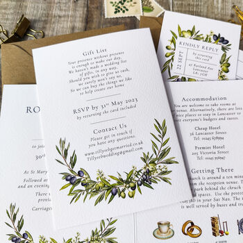 Mediterranean Olive Folded Invitations And Envelopes, 7 of 8