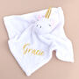 Personalised Unicorn White Baby Comforter, thumbnail 1 of 8