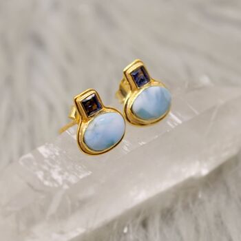 Larimar And Iolite Silver Studs, 7 of 7