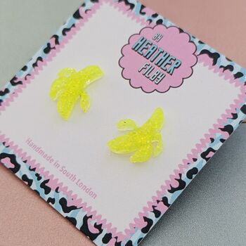 Yellow Banana Glitter Resin Stud Earrings, 4 of 4