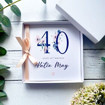 40th Birthday Card For Her, Navy With Pearls, 6 of 6