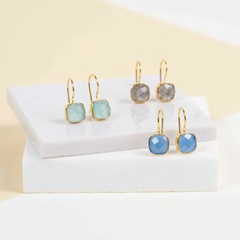 Mondello Blue Chalcedony And Gold Plated Hook Earrings, 2 of 5