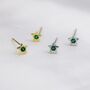 Tiny Emerald Green Cz Star Stud Earrings, thumbnail 6 of 10