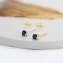 Sterling Silver Extra Tiny Sapphire Blue Crystal Cz Stud Earrings, thumbnail 4 of 12