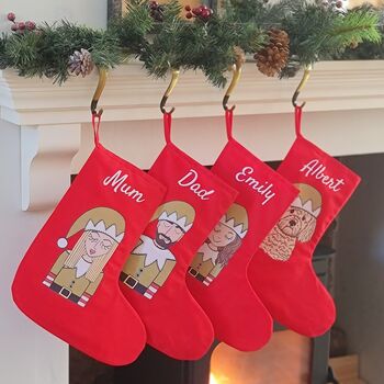 Personalised Selfie Elfie Family Christmas Stocking, 2 of 12