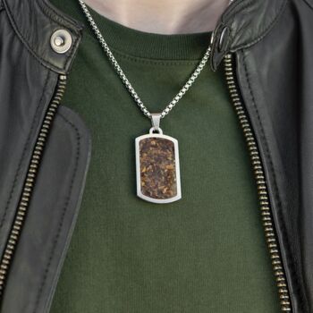 Personalised Men's Tiger's Eye Dog Tag Necklace, 2 of 4