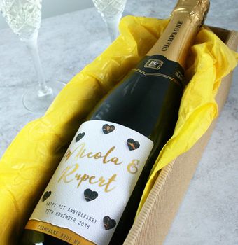 First 1st Anniversary Personalised Sparkling Wine Gift, 4 of 5