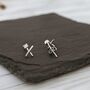 Sterling Silver Mini Kiss Cross Stud Earrings, thumbnail 3 of 6