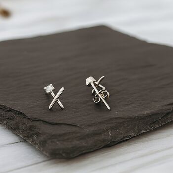 Sterling Silver Mini Kiss Cross Stud Earrings, 3 of 6