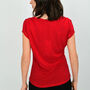 Lena Viscose Linen Blend T Shirt Red, thumbnail 3 of 3