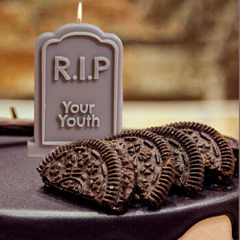 G Decor Gravestone Cake Candle With 'R.I.P Your Youth', 2 of 3